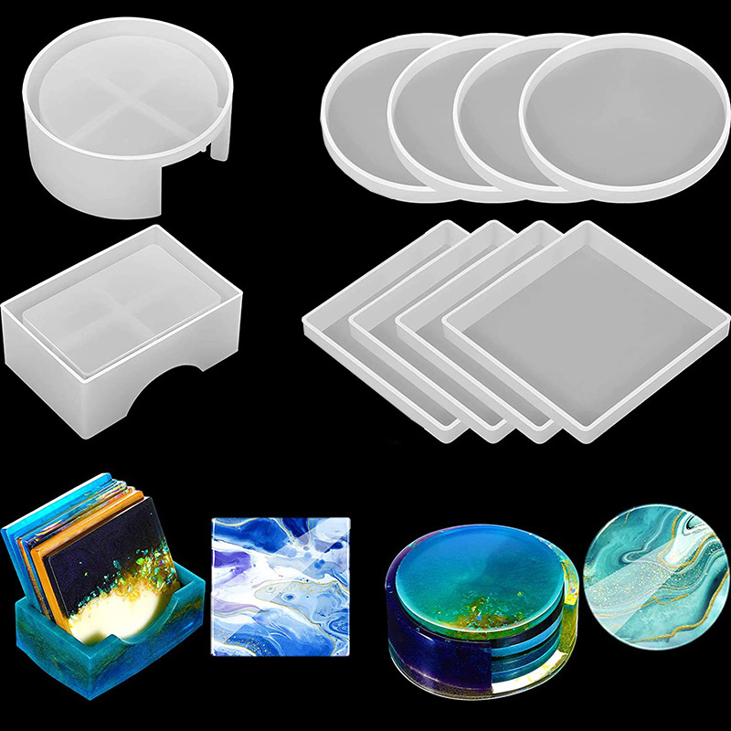 Silicone Mold Tray - 5Pcs/Set DlY Epoxy Resin Cup Coasters