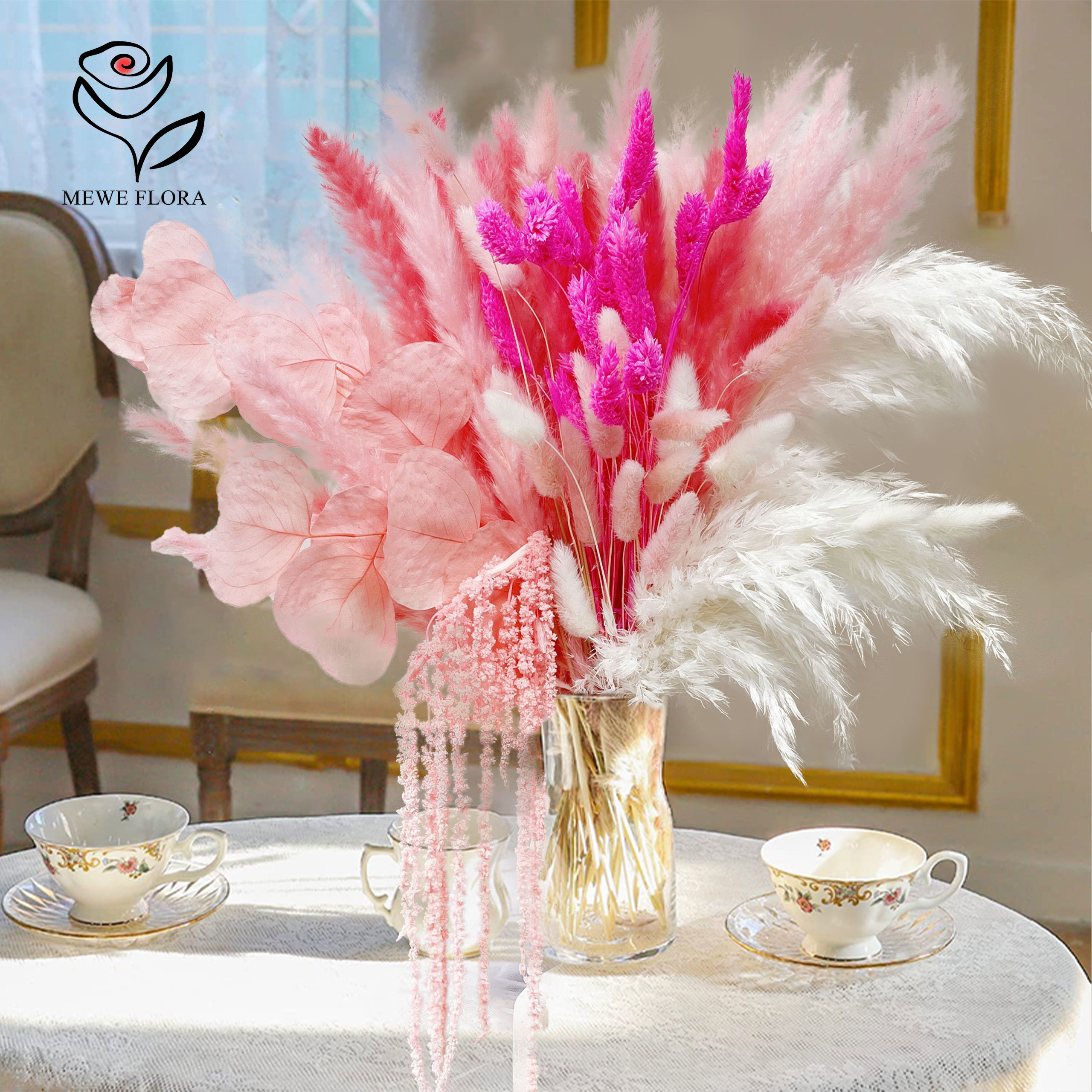 Dried Flower Bulk - Natural Pampas Pink Dried Flowers Bunny