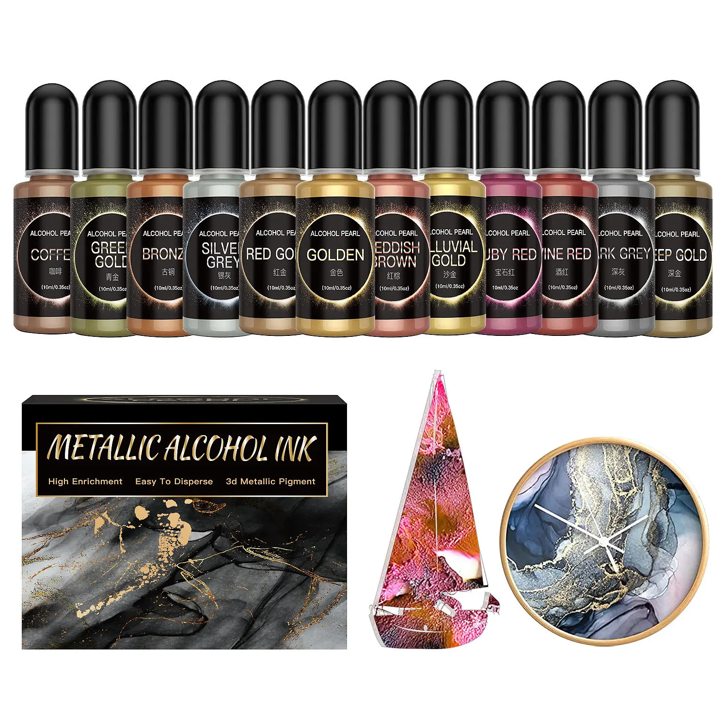 Resin Dye Alcohol - 12PCS Metal Resin Pigment 10ml Art