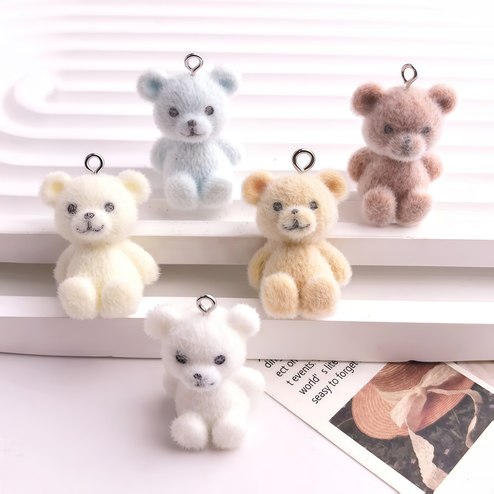 5pcs 3D Flocked Bear Resin Cha - Resin Craft Projects 리뷰 및 가격