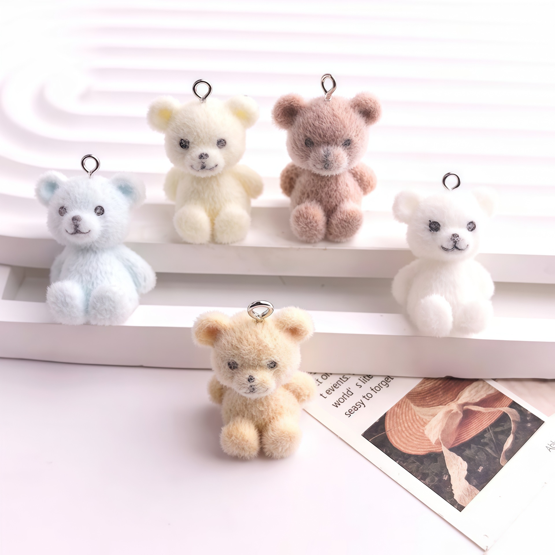 5pcs 3D Flocked Bear Resin Cha - Resin Craft Projects 리뷰 및 가격