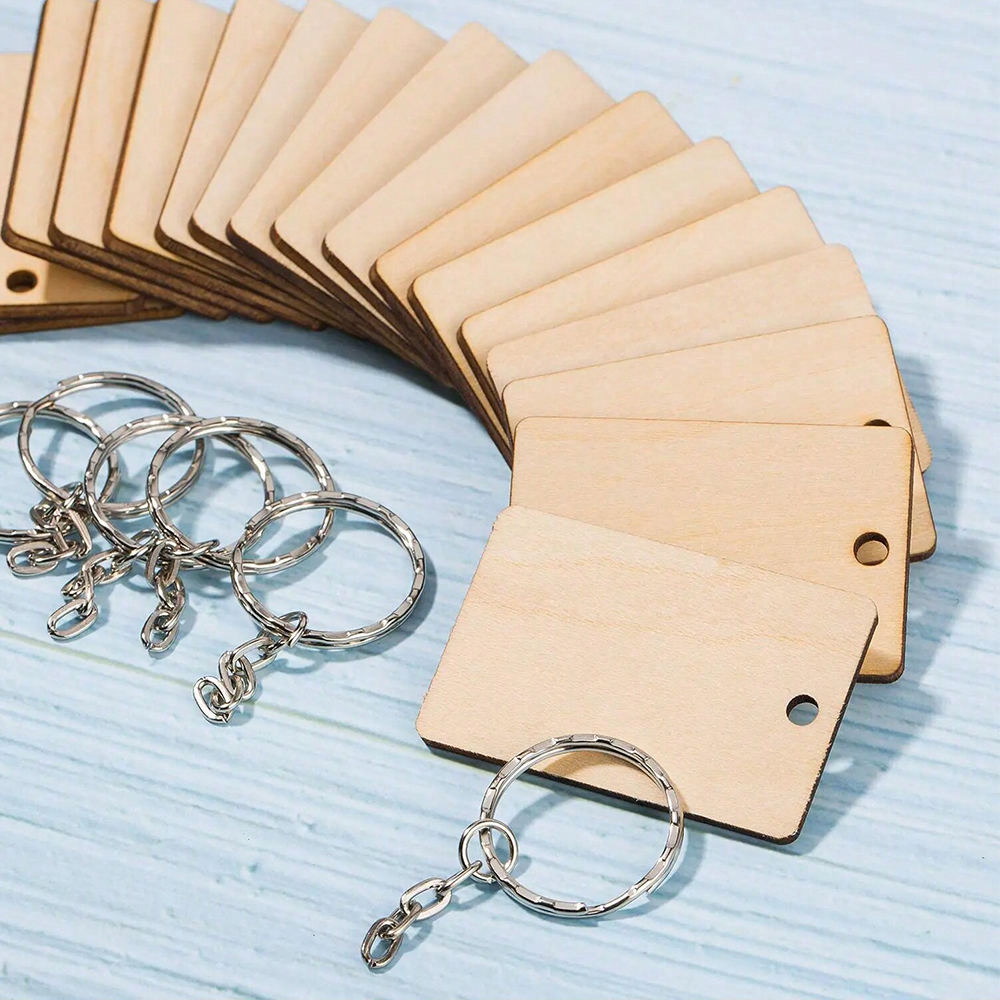 60pcs Blank Wooden Key Chains  - Wood Ring Blank 리뷰 및 가격