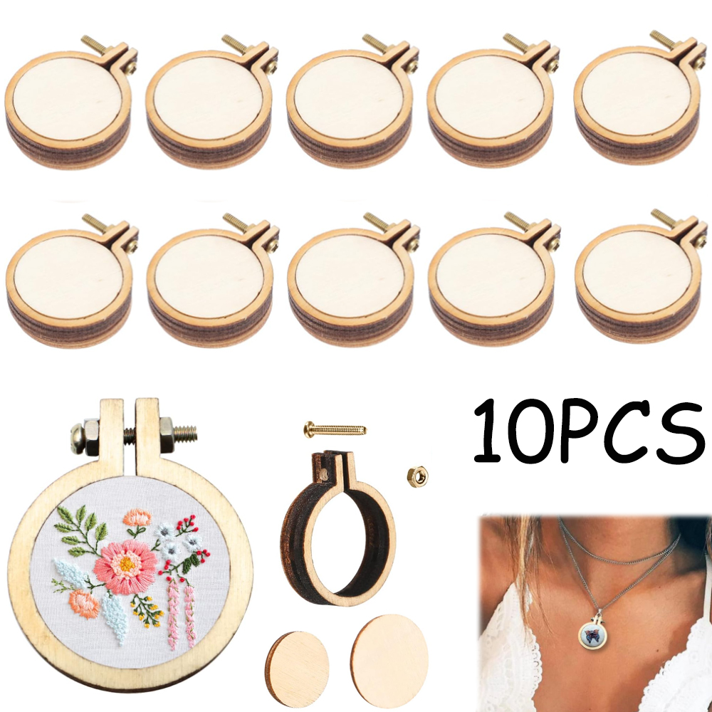 10Pcs/Set Wooden Mini Embroide - Wood Ring Blank 리뷰 및 가격