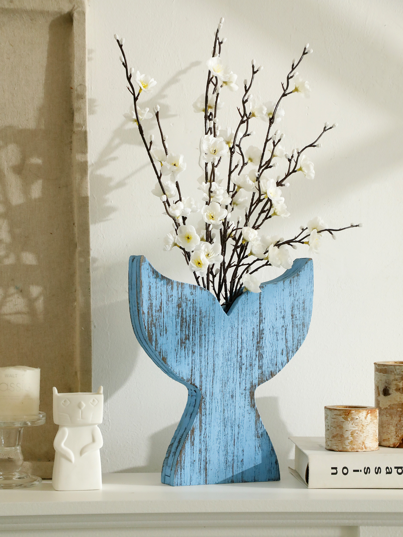 Nautical Wooden Vase Whale Tai - Dried Flower Bulk 리뷰 및 가격
