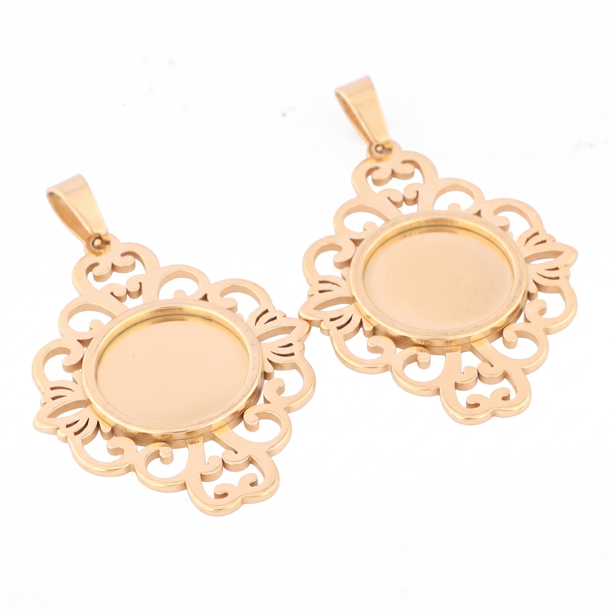 5pcs Stainless Steel Filigree  - Bezels Set Pendant 리뷰 및 가격