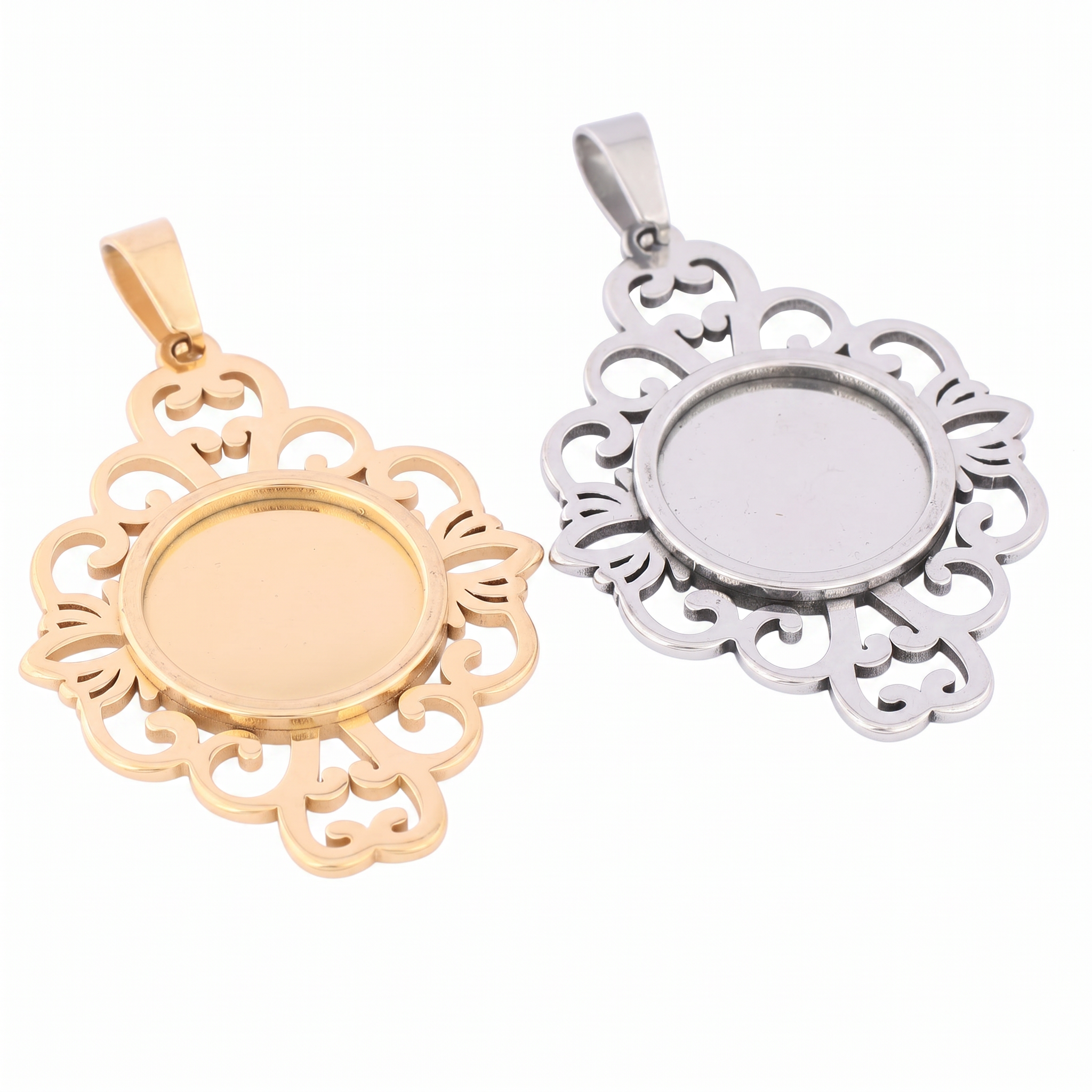 5pcs Stainless Steel Filigree  - Bezels Set Pendant 리뷰 및 가격