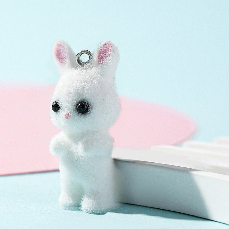 5pcs/lot Cute Flocking Rabbit  - Resin Craft Projects 리뷰 및 가격