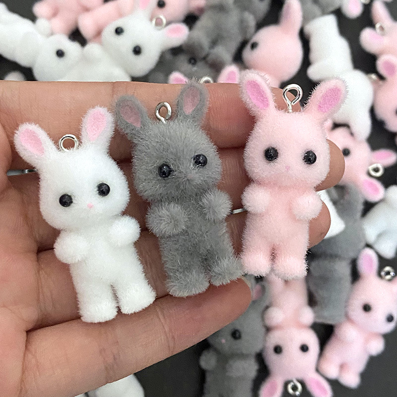 5pcs/lot Cute Flocking Rabbit  - Resin Craft Projects 리뷰 및 가격
