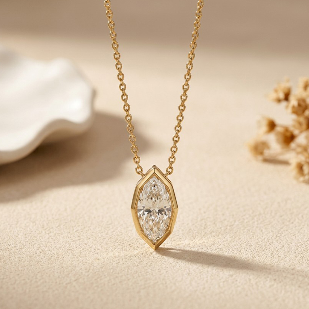 EWYA 3CT Marquise Cut Moissani - Bezels Set Pendant 리뷰 및 가격