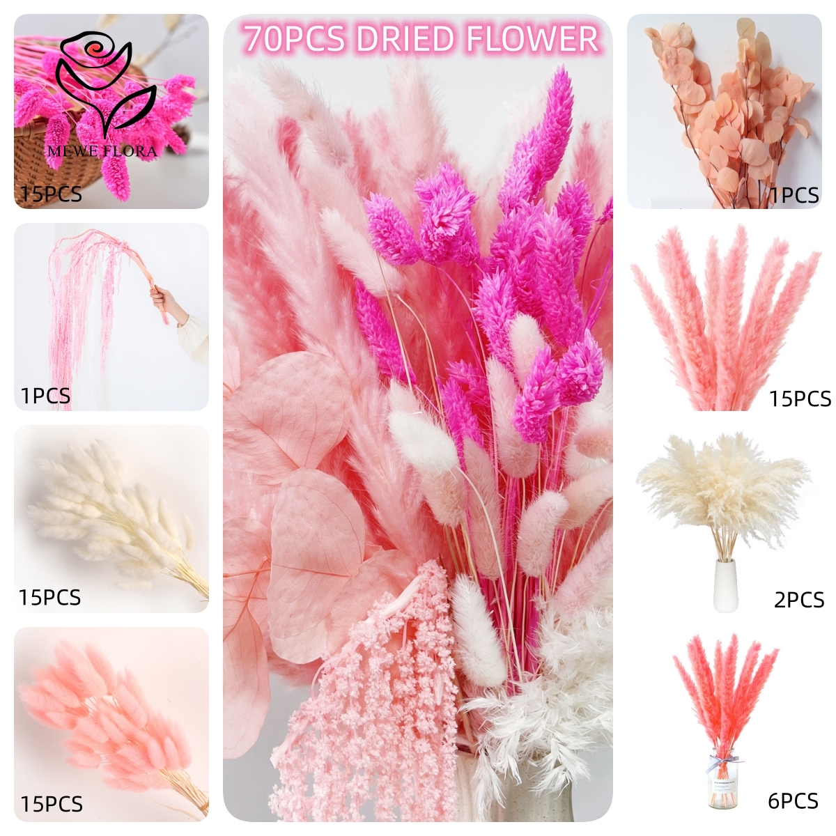 Natural Pampas Pink Dried Flow - Dried Flower Bulk 리뷰 및 가격