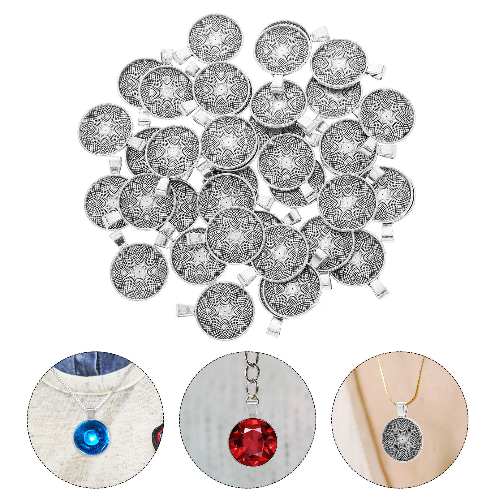 40Pcs Round Pendant Trays Flat - Bezels Set Pendant 리뷰 및 가격