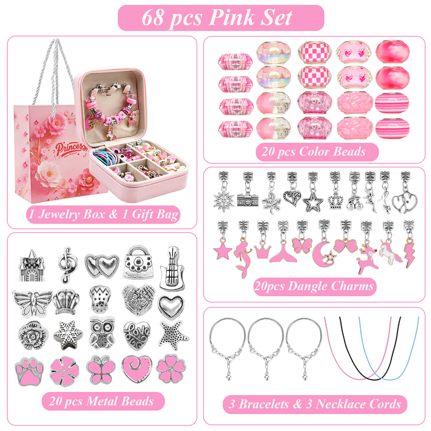 68pcs pink beaded jewelry set, - Resin Craft Projects 리뷰 및 가격
