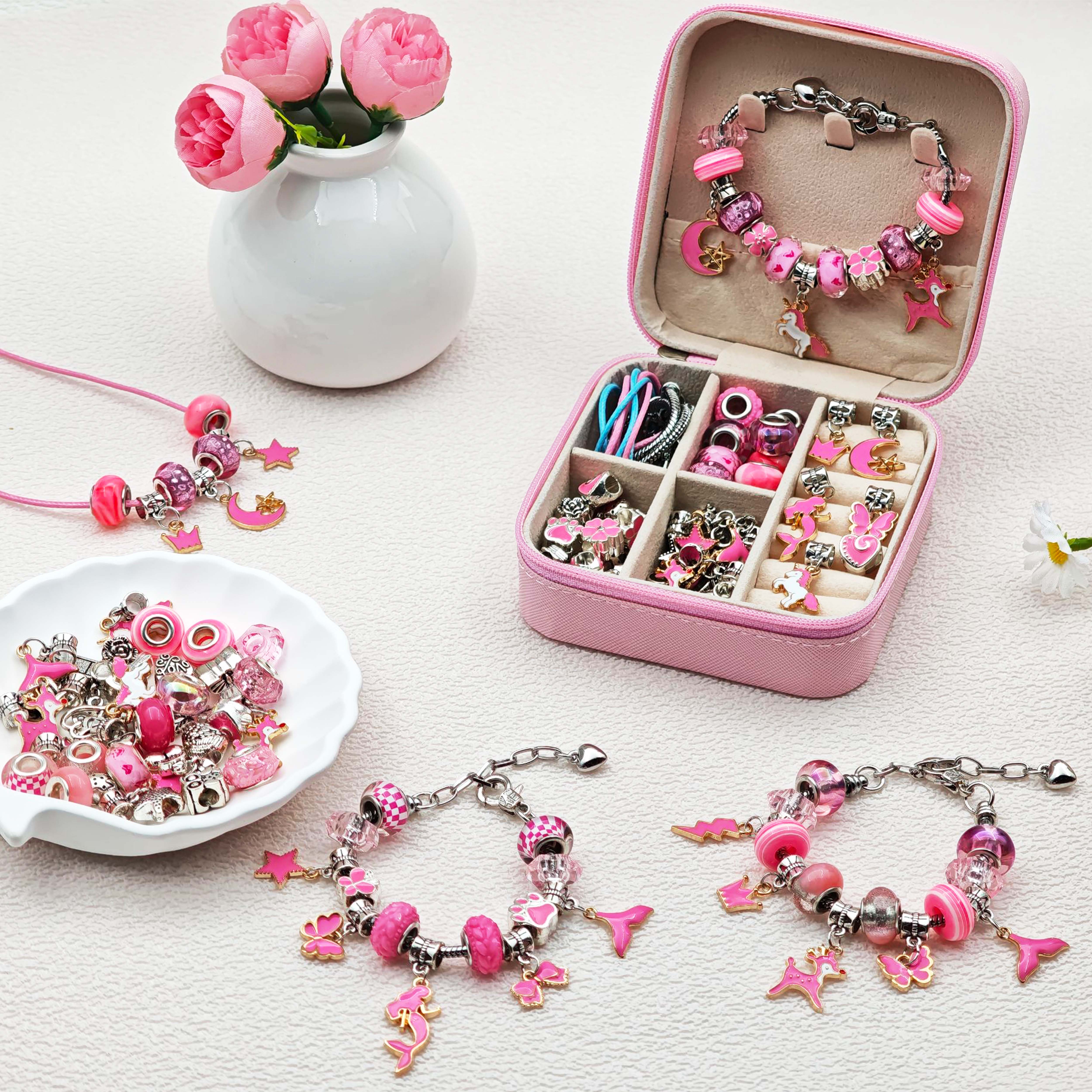 68pcs pink beaded jewelry set, - Resin Craft Projects 리뷰 및 가격